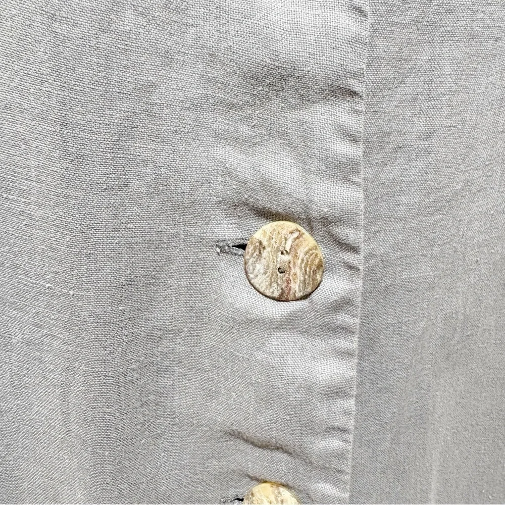 Zara The Lillian Jumpsuit Linen Size Small Gray Front Pockets V Neck Boiler Suit
